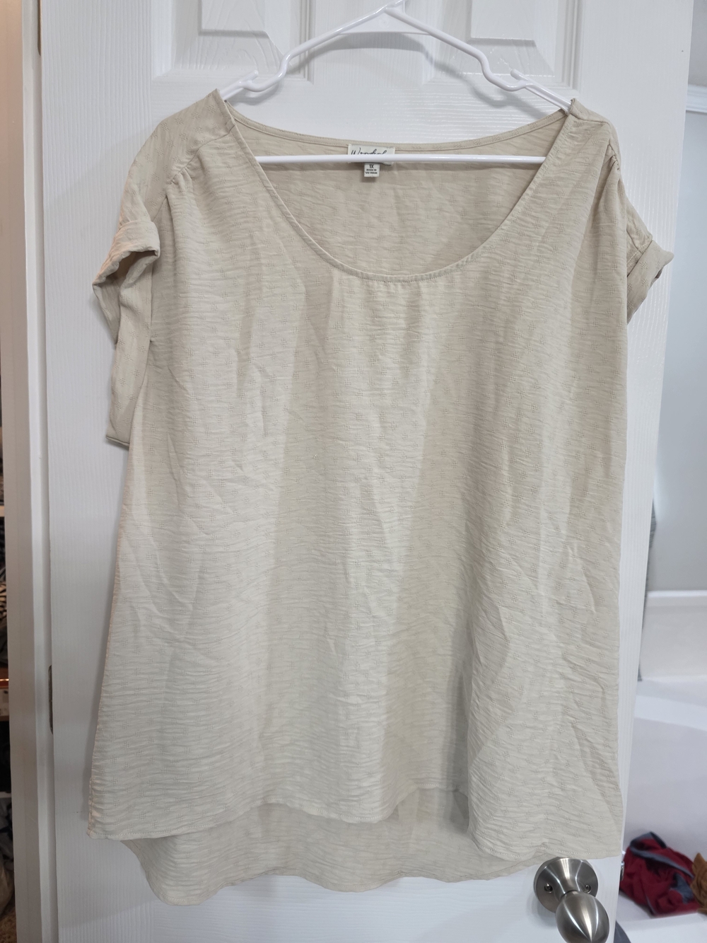Wonderly Beige Scoop Neck Short Sleeve Tunic